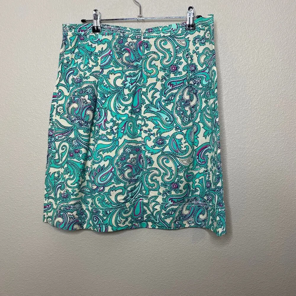 Loft Floral Paisley Print Linen‎ Blend Skirt Size 4 - Picture 4 of 8